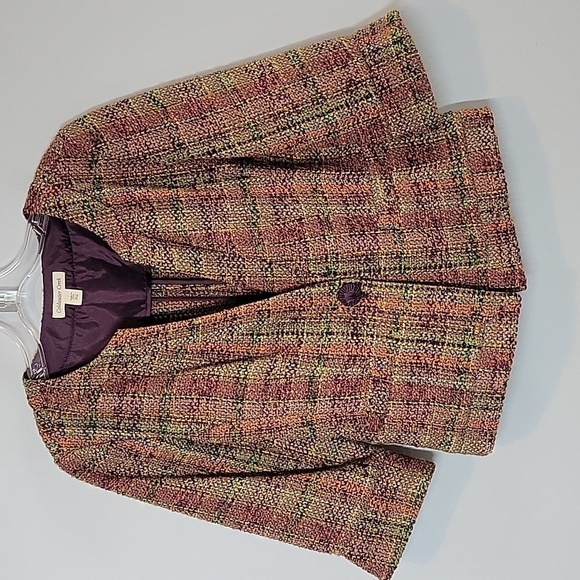 Coldwater Creek Tweed Wool Multicolor One Button Blazer - Picture 6 of 8